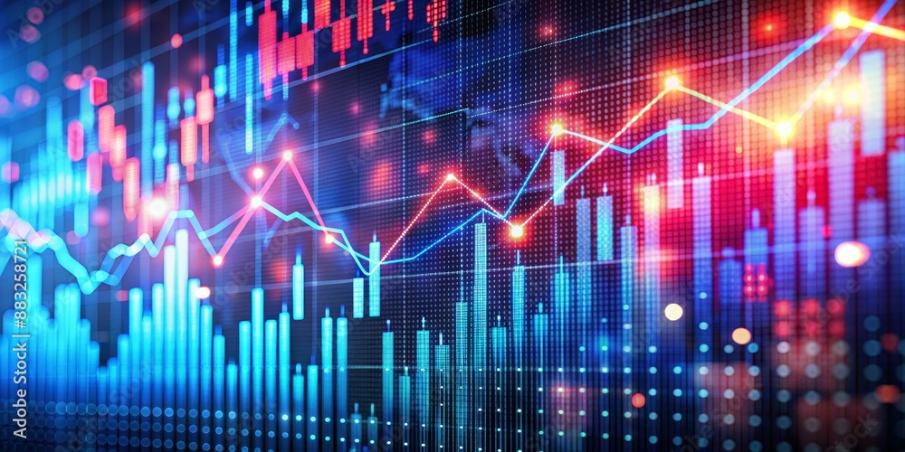 Digital Stock Market Data, Blue and Red Charts, Financial Growth ...