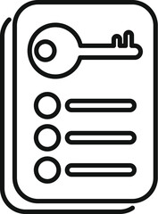 Poster - Line art icon of a checklist with a key symbolizing secure access to important information