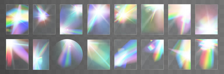 Wall Mural - Crystal light glasses rainbow reflection set effect.Template optical,lights,glare.