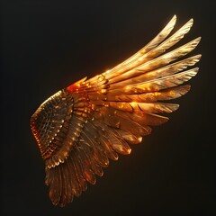 Sticker - Majestic Neon Gryphon Wing Glowing Against Dramatic Black Background