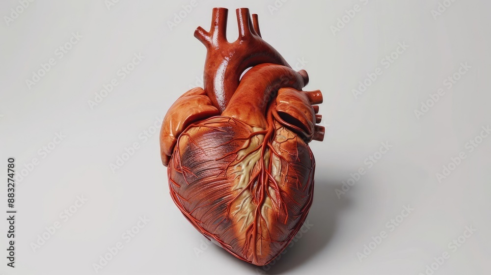 High Resolution Heart High-resolution 3D model of human heart anatomy, isolated on white ...