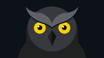 Sticker - owl on a black background