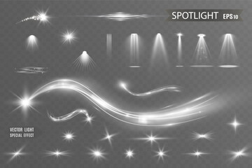 Wall Mural - light white wave and spotlight shine effect,glow line sparkle shine. silver white wavy effects.