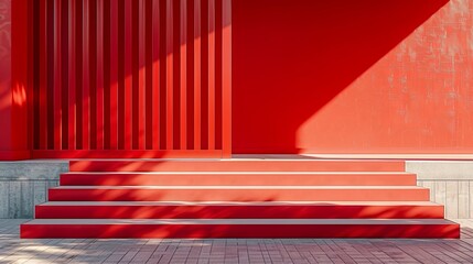 Poster - Red Stairs and Wall