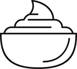 Poster - line drawing of a bowl of whipped cream with a dollop on top, perfect for representing desserts or s