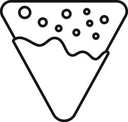 Poster - simple black and white line art icon depicting a nacho chip covered in cheese sauce