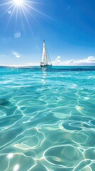 Wall Mural - Stunning Scenic Ocean View with Sailboat