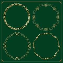 Aufkleber - Collection of circle gold frames.  Vector illustration.