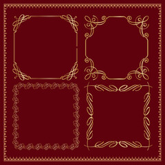 Aufkleber - Gold Vintage Elements and Frames Set Free Vector illustration