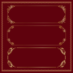 Aufkleber - Collection of rectangular gold frames.  Vector illustration.