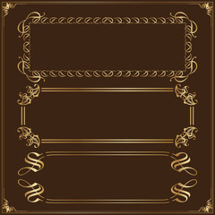 Aufkleber - Gold Vintage Elements and rectangle Frames Set Free Vector illustration