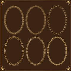 Aufkleber - oval gold frame Set Free Vector on dark background Vintage Frames