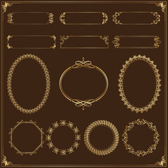 Aufkleber - Set of golden circle frames for your design. Vector illustration