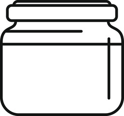 Poster - closed empty glass jar with metal lid packaging outline icon for web design isolated on white backgr