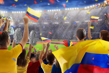 Wall Mural - Colombia football team supporter on stadium.