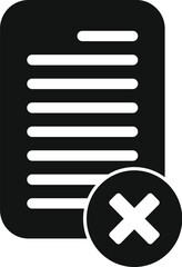 Poster - simple icon showing a document with lines of text and a black cross sign on a white background