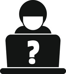 Poster - Hacker is using a laptop with a question mark icon on the screen