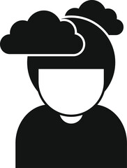 Poster - Simple, bold icon of a man with clouds hovering over his head, symbolizing brain fog or confusion