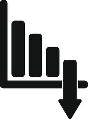 Poster - simple icon representing a bar graph losing value, with four black bars getting smaller