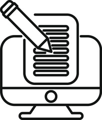 Poster - pencil is writing on a computer screen, representing the concept of online writing, content creation