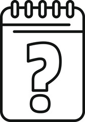 Poster - Notepad showing question mark icon asking for answer, simple black and white line art