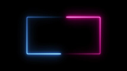 Neon light moving rectangle frame border animation.