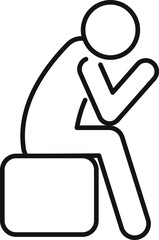 Poster - Simple stylized line drawing of a person sitting and thinking
