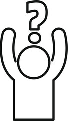 Poster - Businessman is raising his hands in confusion with a question mark above his head