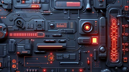 Poster - Futuristic Glowing Red Circuit Board