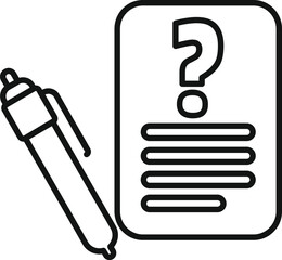 Poster - Simple icon of a pen next to a piece of paper with a question mark, representing the concept of questionnaires