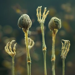 Poster - A bunch of flowers with a skeleton hand on top of them