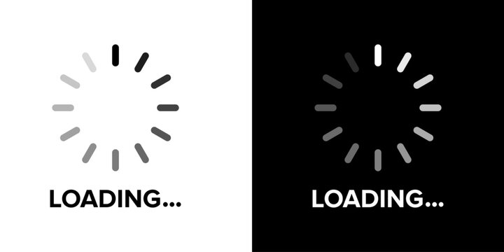Loading black and white flat vector icon design. Loading sign and symbol