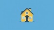 © Berivan - A simple yellow house icon with a blue door on a blue background.