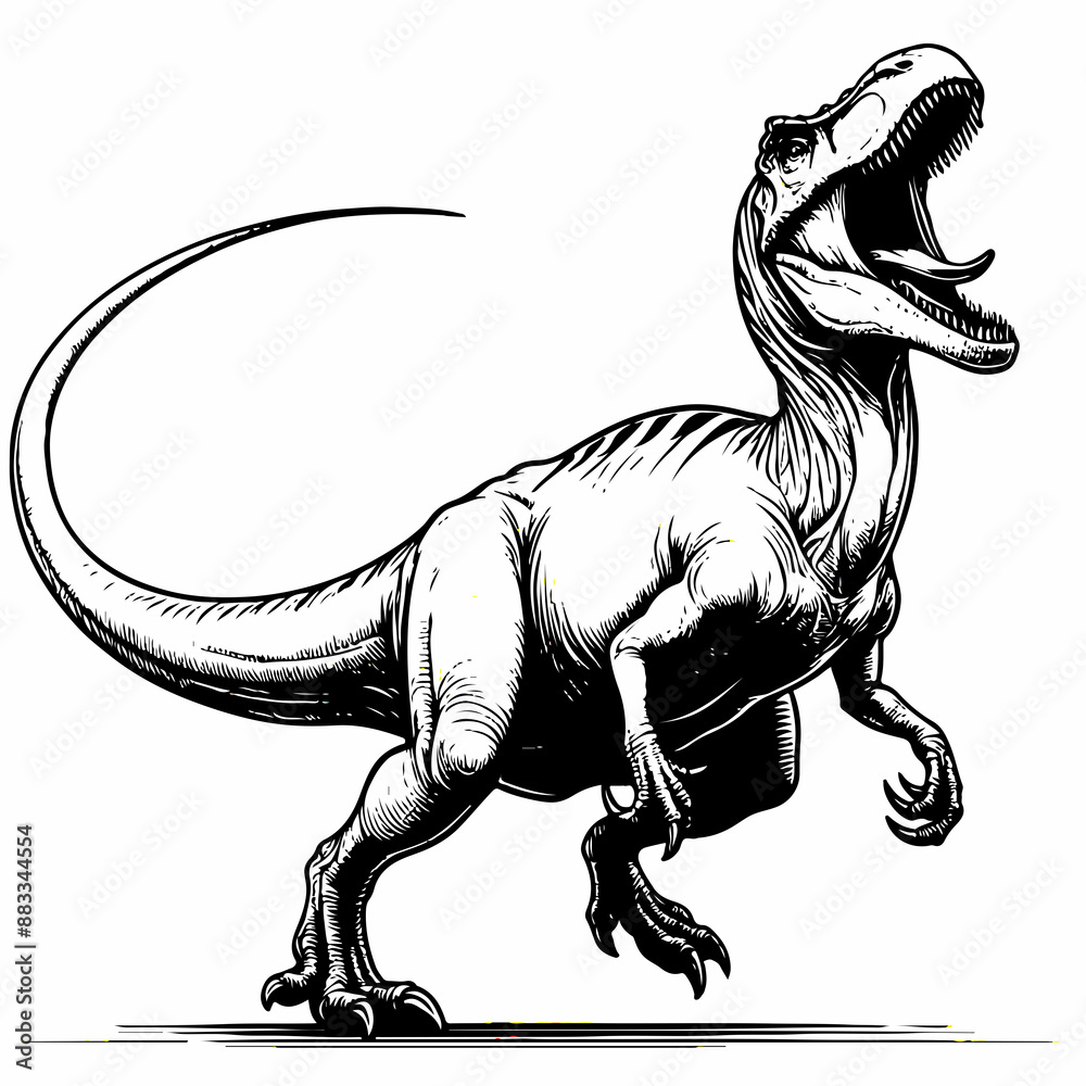 Coloring Page Outline of Carnotaurus roaring Dinosaur. Coloring Book