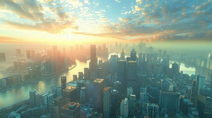 Poster - Virtual reality cityscape in digital realm