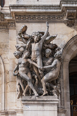 Wall Mural - Architectural details of famous neo-baroque building Opera National de Paris. Grand Opera (Garnier Palace) - UNESCO World Heritage Site. Paris, France.