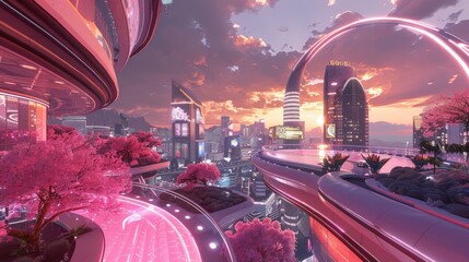 Poster - Virtual reality cityscape in digital realm