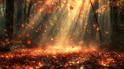 Poster - Warm sunlight filtering through autumn leaves