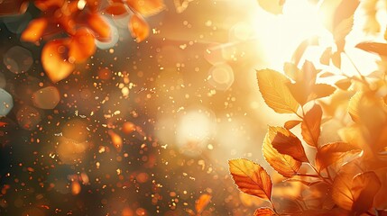 Poster - Warm sunlight filtering through autumn leaves