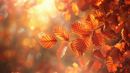 Poster - Warm sunlight filtering through autumn leaves