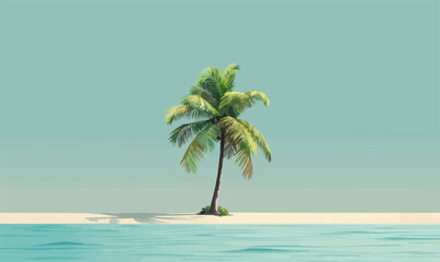 Wall Mural - A linear vector of a palm tree.