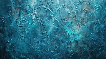 Poster - Handmade Christmas Blue Cyan Grunge Wall Texture With Copy Space