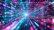 © maikuto - A dynamic digital landscape with neon lights and high-speed data streams, illustrating fast-paced technology and information flow.
