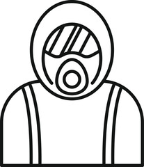 Sticker - Line drawing of a firefighter wearing protective suit and breathing apparatus is standing during rescue operation