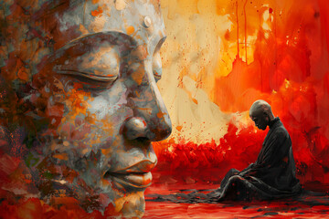 Wall Mural - Illustration of buddhist monk