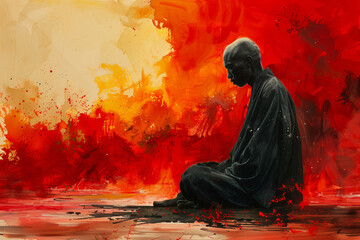 Wall Mural - Illustration of buddhist monk