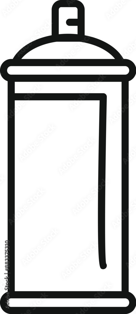 Simple black and white line art illustration of a spray paint can ...