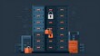 © AIDigitalart - Data security, encryption technology, flat design illustration