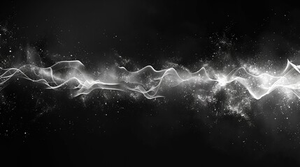 Poster - White sound waveform on a black background. Generative AI.