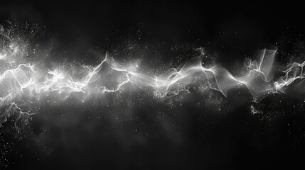 Poster - White sound waveform on a black background. Generative AI.